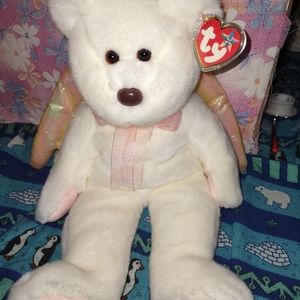 Ty The Angel Bear Beanie Buddy NWT and Tag Protector Brown Nose - 9337